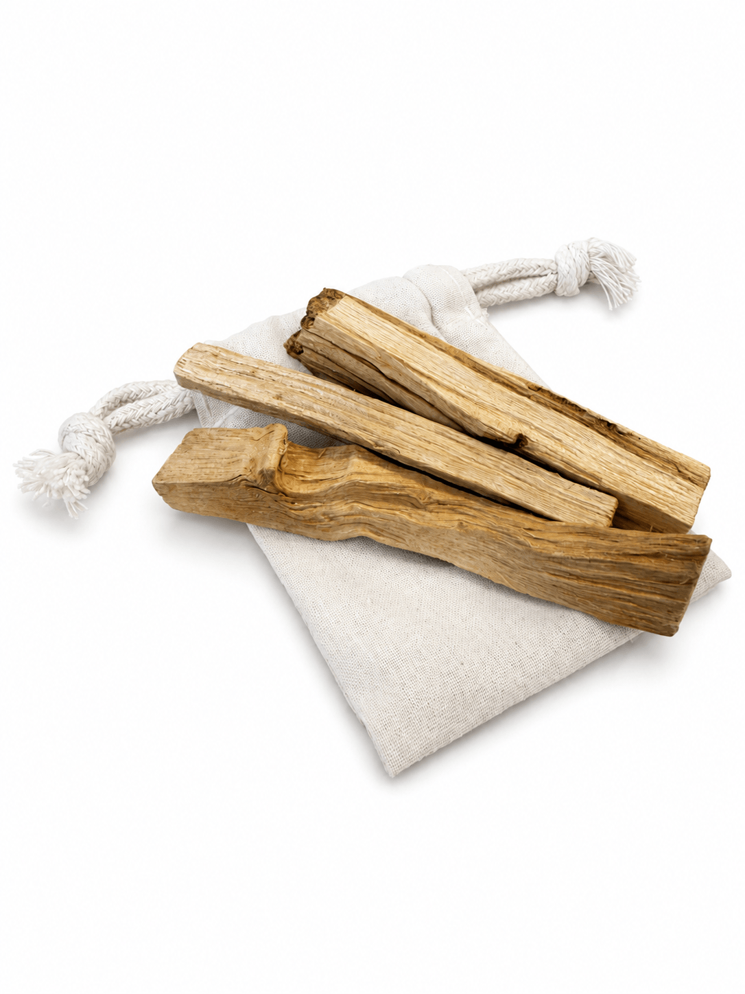 Sacred Light Soundbaths and Crystals Palo Santo smudge trio pack with three natural wooden sticks for cleansing and aromatic purposes.