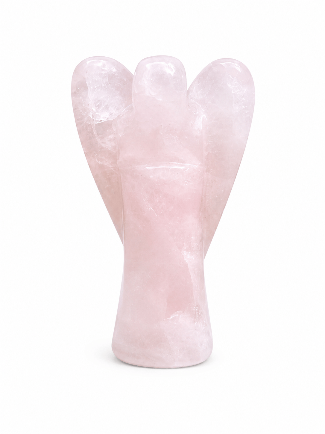 Small rose quartz pocket angel from Sacred Light Soundbaths and Crystals, featuring pink stone and angel shape for positive energy.