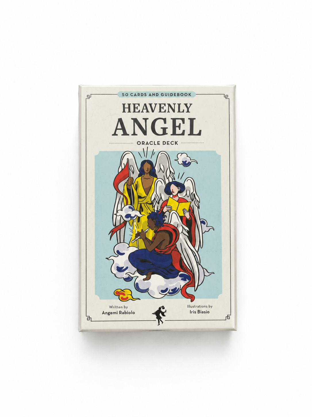 Heavenly Angel Oracle Deck by Sacred Light Soundbaths and Crystals, colorful cards featuring angel illustrations and mystical symbols.