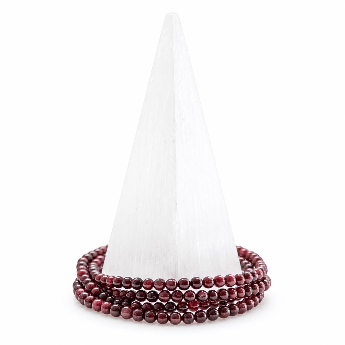 Dainty Almandine Garnet bracelet featuring polished red stones, crafted by Milk and Honey.