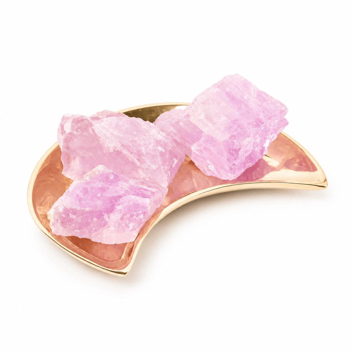 Natural Kunzite stone from Sacred Light Soundbaths and Crystals, showcasing its soft pink color and smooth, polished surface.
