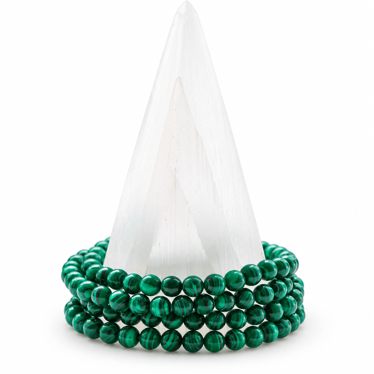 Medium Malachite bracelet by Milk and Honey featuring polished green stones and a silver clasp.