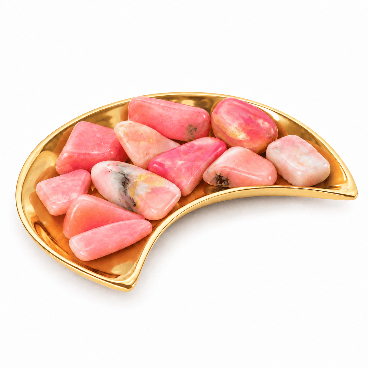 Pink Opal tumbled stone from Sacred Light Soundbaths and Crystals, showcasing smooth, polished pink gemstone with gentle color variations.