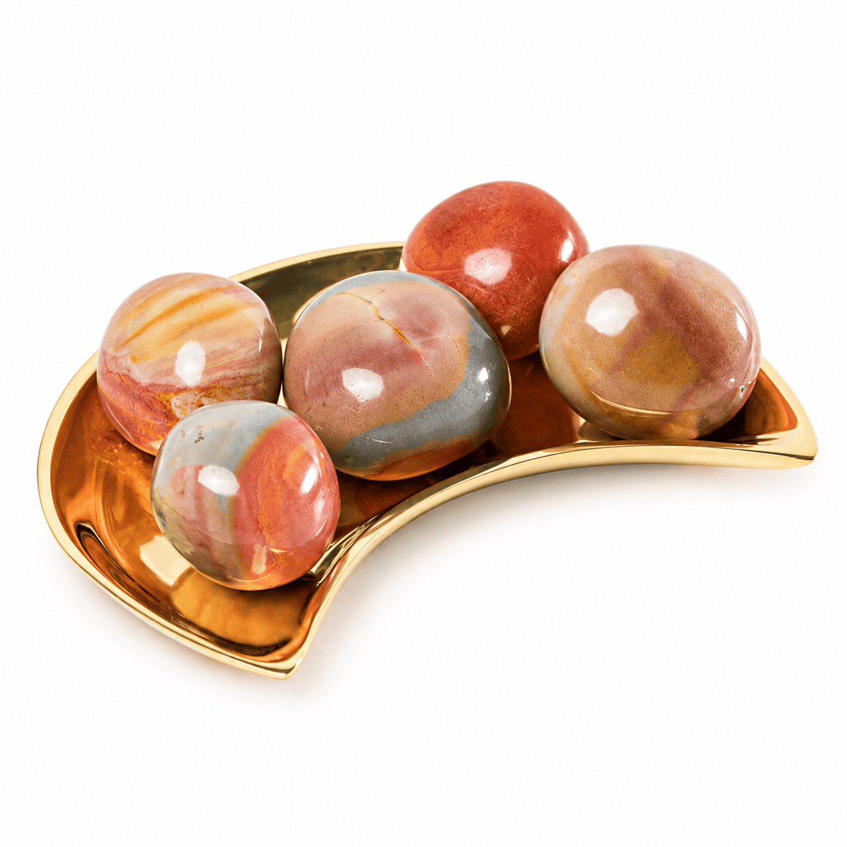 Polished Tumbled Polychrome Jasper stone from Sacred Light Soundbaths and Crystals, showcasing vibrant multicolor patterns.