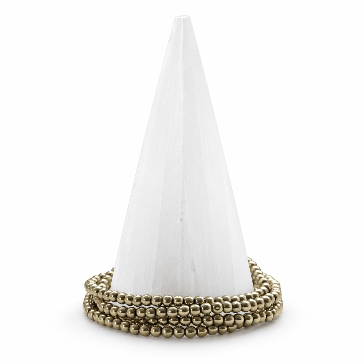 Shiny pyrite bracelet from Milk and Honey jewelry collection with polished metallic stones on an elastic band.