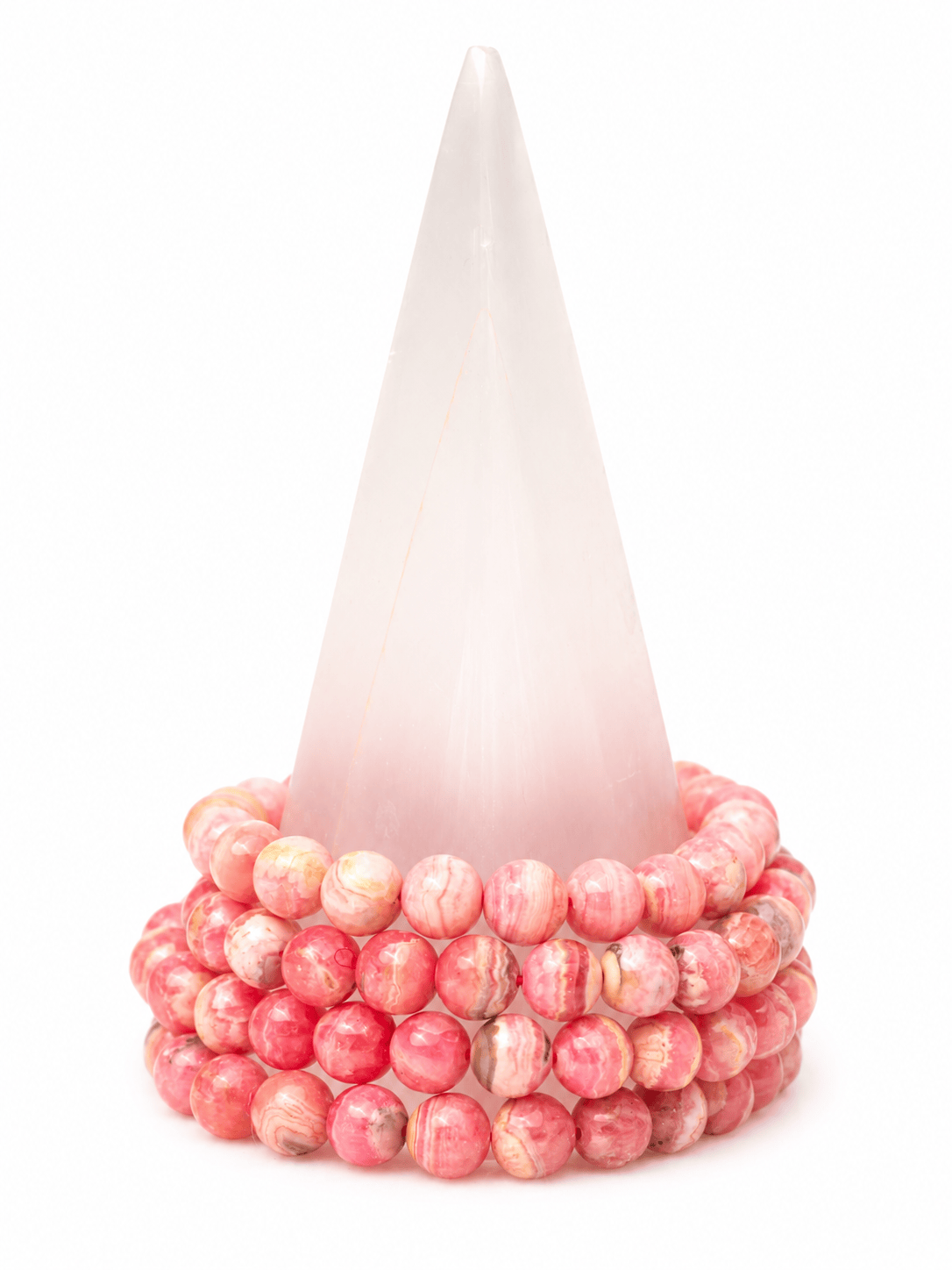 Medium Rhodochrosite bracelet featuring polished pink stones and silver clasp, crafted by Milk and Honey jewelry brand.