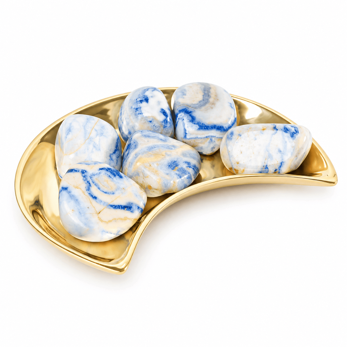 Tumbled Sheelite stone from Sacred Light Soundbaths and Crystals, showcasing smooth, polished mineral with natural coloration and patterns.