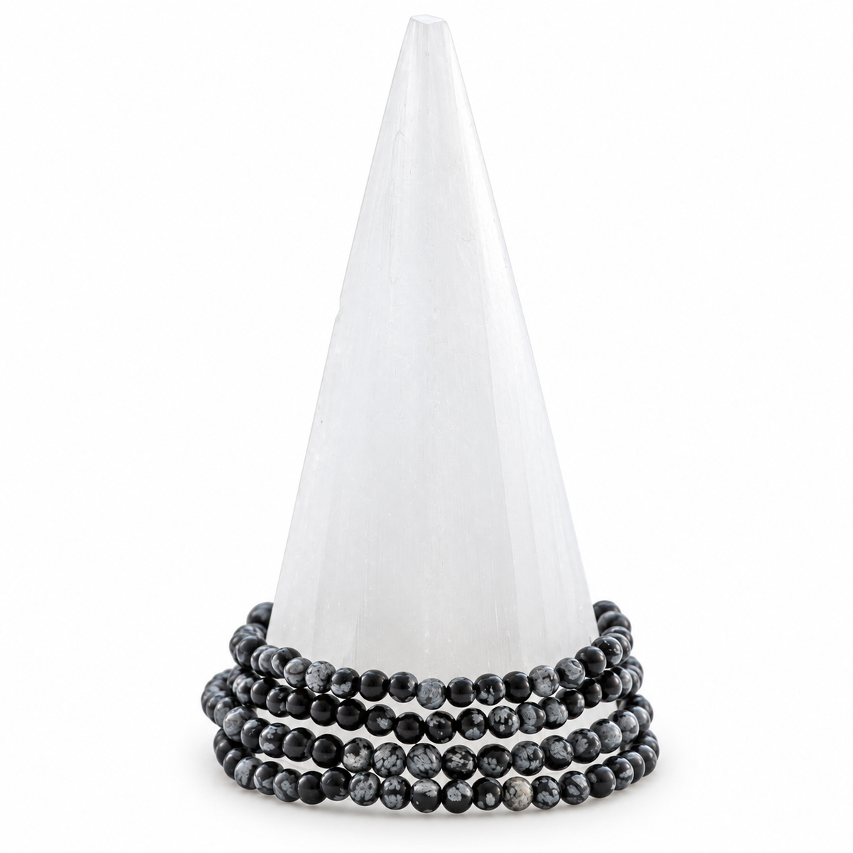 Dainty Snowflake Obsidian Bracelet
