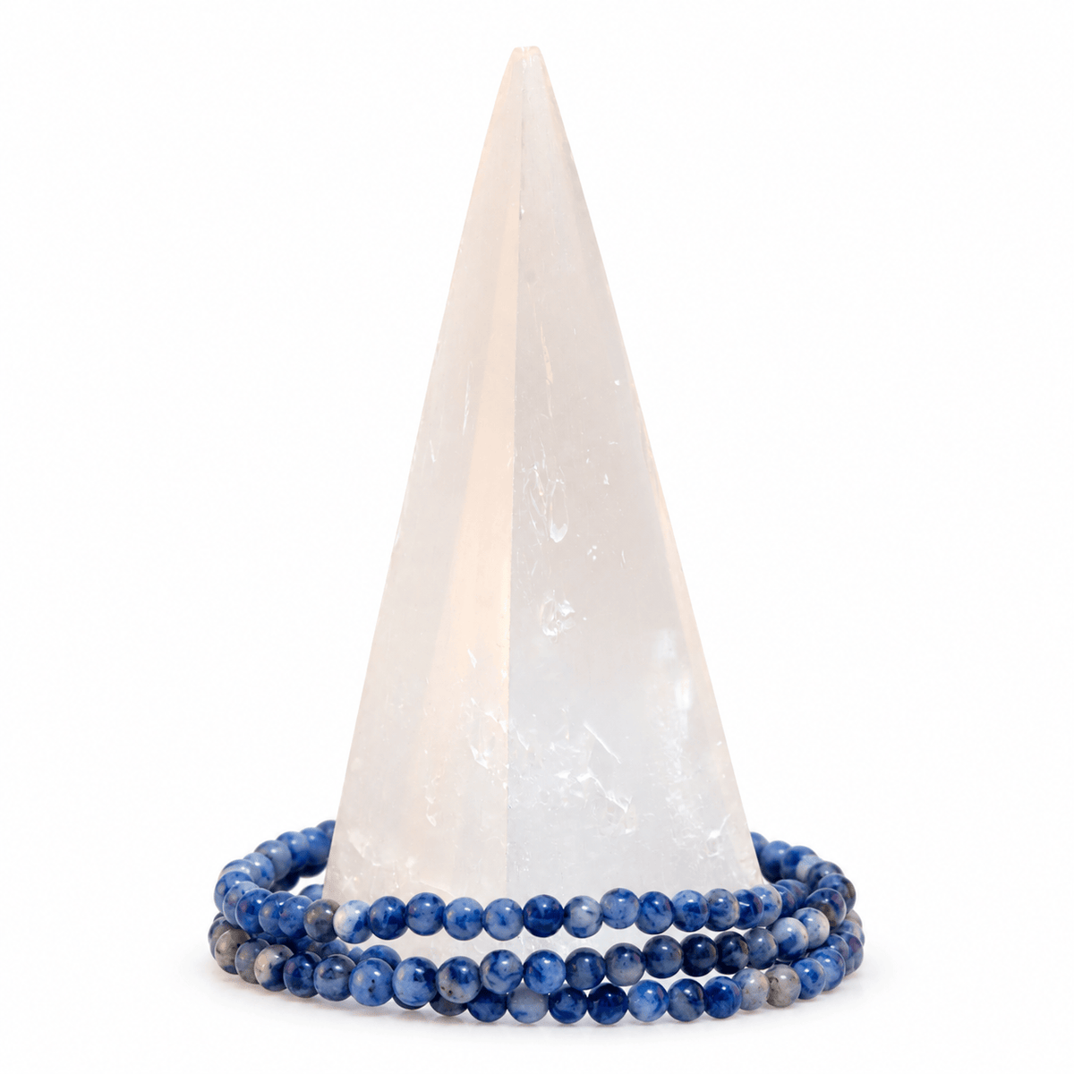 Dainty Sodalite bracelet from Milk and Honey featuring polished blue and white gemstone beads on a delicate jewelry chain.