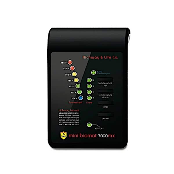 Mini Biomat® 7000MX controller from Biomat showing the compact control device with buttons and display for temperature settings.