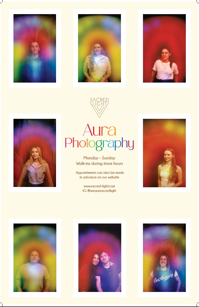 SACRED LIGHT AURA PHOTOGRAPHY/ WALK INS WELCOME DURING STORE HOURS