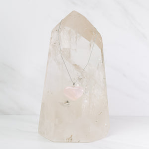 Rose Quartz  heart  necklace on a sterling silver chain