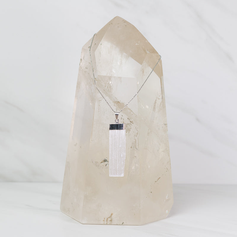 Selenite Pendant on Sterling Silver Dainty  Necklace - Sacred Light Soundbaths and Crystals