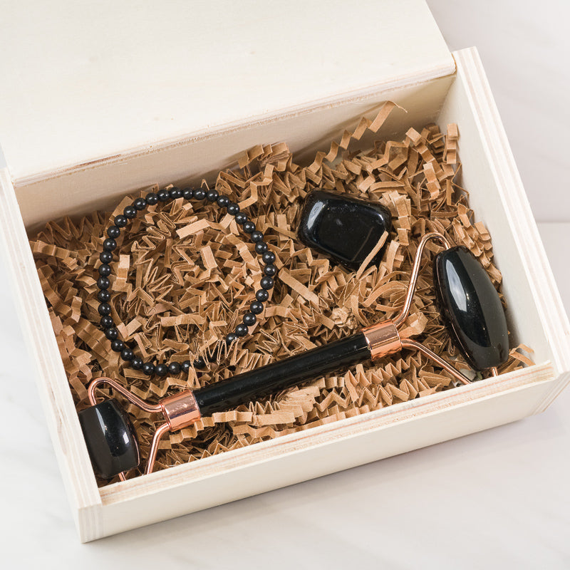 Black Obsidian Soothing Face Massage Roller gift set