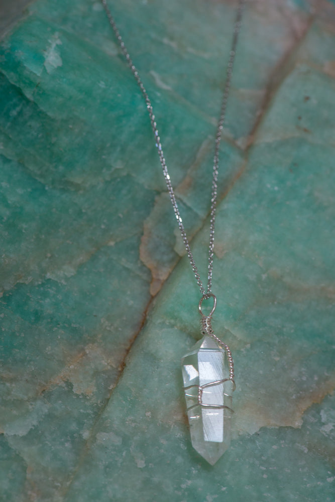 Wire Wrapped Clear Quartz Point Necklace – Sacred Light Soundbaths