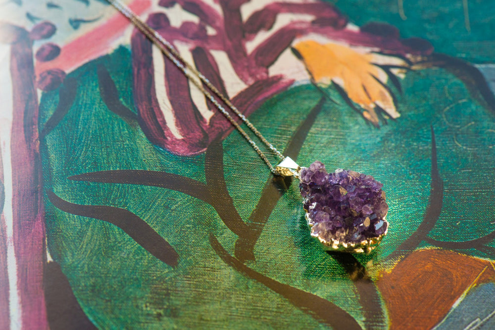 Amethyst Cluster Pendant on Sterling Silver Chain