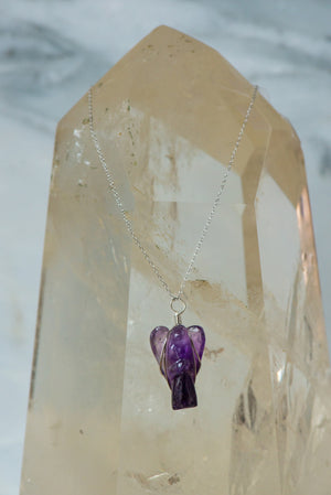 
                
                    Load image into Gallery viewer, Wire Wrapped Amethyst Angel Necklace
                
            