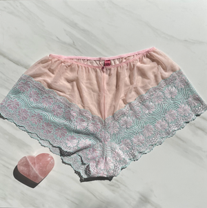 Limited Edition Goddess Alice Pink Columbian Lace with Ruby Gem Embellishment Underwear by Tarantula for Sacred Light