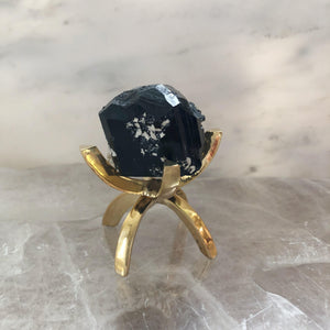 
                
                    Load image into Gallery viewer, Black Tourmaline with Brass Stand
                
            